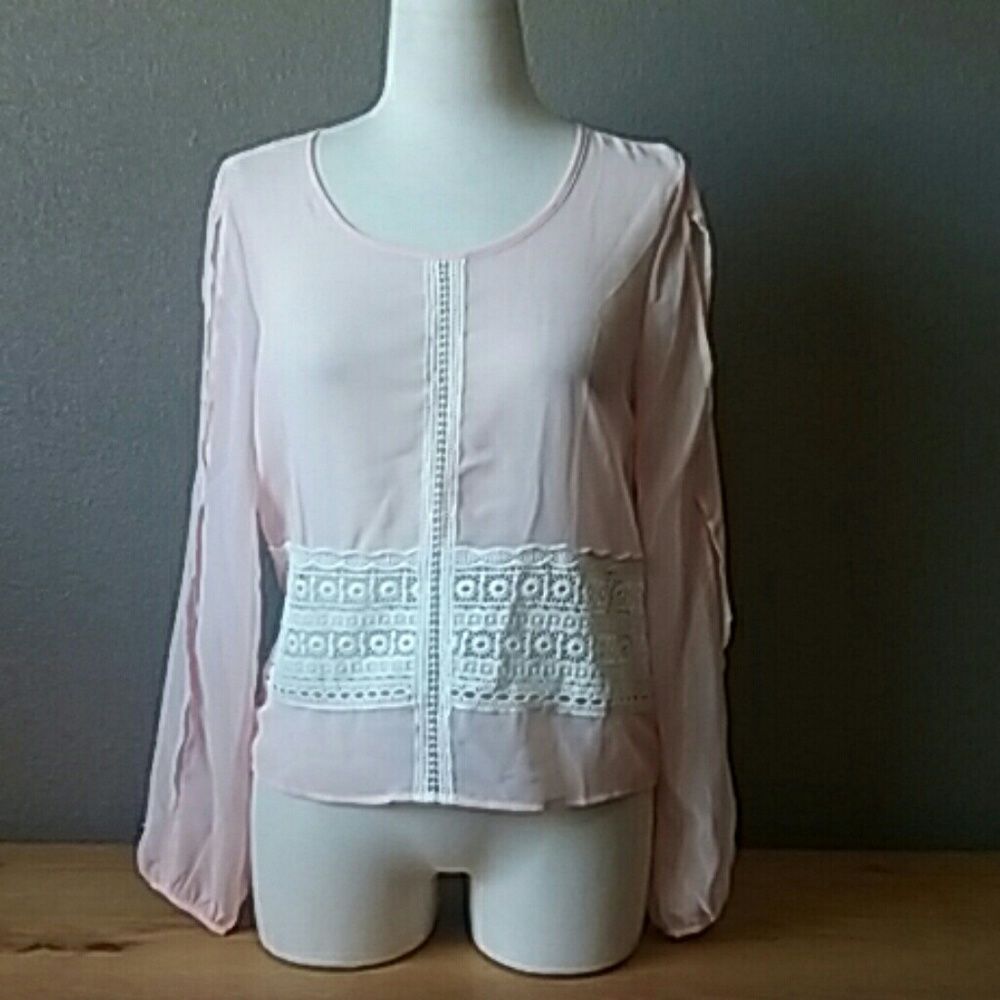 Live to be spoiled sheer pink lace top